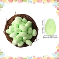 Set of pale green glitter foam Easter eggs in a bird nest with dimensions 2x3 cm - Large / Easter Green Glitter Eggs