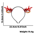 Christmas reindeer antler headband with red bow and berry details measuring 22.4cm - Red Antlers With Floral Bow
