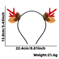 Serre-tête bois de renne de Noël avec baies rouges et clochettes sur fond blanc - Style Cloche Pomme De Pin Et Bois De Cerf Rouge