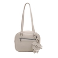 Bolso de hombro chic en PU crema con colgante de corazón y detalles metálicos plateados - Con Colgante / Blanco