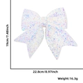 Iridescent white glitter Christmas bow ornament, size 19cm by 22.8cm for tree decor - Style 5 Iridescent White