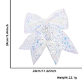 Sparkling white iridescent sequin Christmas bow ornament with blue and purple shimmer - Style 4 Iridescent White