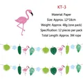 Détail de bannière de fête en papier avec flamant et feuilles, longueur de 3 mètres - Bannière Tropicale Flamant Rose et Plantes (KT-3)