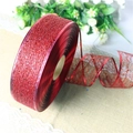 Sparkling red metallic mesh ribbon roll for Christmas tree decoration and gift wrapping - 2m Overlock Irregular Mesh Red Ribbon