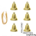 6er-Set goldene Weihnachtsklingeln mit Sternen-Ausschnitt für Tannenbaum-Dekoration - Gold (3cm)