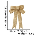 Sparkly gold glitter Christmas bow pendant decoration 23.5x16cm for holiday tree - Gold