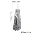 Silver cheerleading pom pom with white handle and size specifications 33.2cm length - Silver