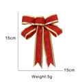 Fiocco di Natale rosso glitterato con bordo dorato, decoro per albero 15cm - Fiocco rosso / 15CM