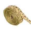 Detail of gold Christmas ribbon with green edges, featuring Joy Love Peace printing - Gold Tree Print