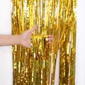 Tenda a frange dorate con paillettes laser per decorazione sfondo festa 1x2m metallica - Oro