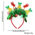 Detailed size specifications of Christmas headband with red stockings and gold bells - Bell Christmas Sock Style