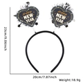 Black heart New Year headband with Happy New Year print and sparkling silver tinsel - New Year Heart Style (HAPPY NEW YEAR爱心款)