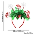Detail of Christmas headband showing green tinsel with red hats and silver snowflakes - Snowflake Christmas Hat Style
