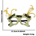 Golden glitter Happy New Year glasses with silver stars and size 21.5cm x 13cm display - New Year Glasses / Star Firework Style