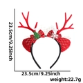 Christmas reindeer antler headband with red sequins, tree decor and size measurements - Red Velvet Ears Red Antlers Tree Snowflake