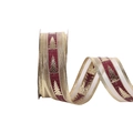 Red Christmas tree ribbon with gold edges and festive pattern for gift wrapping DIY - 2255 Red Christmas Tree Pattern