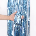Blue laser tinsel fringe curtain background for party and wedding photography décor - Light Blue