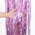 Pink laser foil fringe curtain backdrop with sparkling glitter effect for party decor - Light Pink