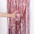 2-meter rose gold laser foil fringe curtain with holographic glitter for party backdrop - Rose Gold