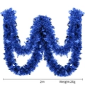 Blue metallic tinsel garland with clover sequins 2m long for festive party decoration - 2m Blue Shamrock Garland