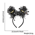 Happy New Year headband featuring black glitter hats and stars with silver tinsel - Top Hat Star Tinsel