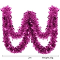 2m long purple St. Patrick's Day tinsel garland with shiny shamrock sequins - 2m Rose Red Stripe