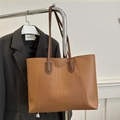 Grand sac cabas marron avec texture crocodile pour le style quotidien de bureau - Marron