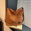Bolso tote de pana marrón con textura vintage y parche con logotipo de Fashion - Marrón