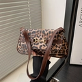 Retro leopard print underarm bag for women with golden horsebit buckle and brown strap - Leopard Coffee