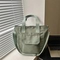 Sac fourre-tout minimaliste en nylon vert clair avec grande poche frontale et bandoulière - Vert
