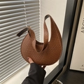 Brown faux crocodile leather crescent hobo bag with adjustable strap in vintage style - Crocodile Pattern Style / Brown