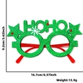 Dettaglio occhiali natalizi con glitter verdi, design HOHO, misura 16,7 cm per 9,2 cm - Occhiali di Natale / Stile Stella HOHO