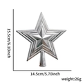 Silver 3D star tree topper dimensions showing 15.5cm height and 14.5cm width details - 15.5cm / Silver