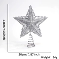 Silver hollow glitter star tree topper with 23cm height and 20cm width dimensions - 23CM / Silver