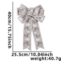 Fiocco decorativo natalizio con renne e alberi su tessuto grigio, misura 40 cm - Bordo Bianco a Nove Occhielli Stampa Grigia (Albero e Renna)