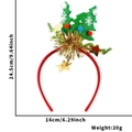 Christmas headband with green felt trees, golden tinsel, and size dimensions - Christmas Tree Tinsel Style