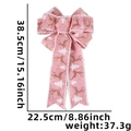 Fiocco natalizio rosa con renna dorata e alberi bianchi, altezza di 38,5 cm - Bordo Bianco a Nove Occhielli Stampa Rosa (Albero e Renna)