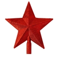 Sparkly red star Christmas tree topper with glitter finish for festive holiday decoration - 20cm Red Star