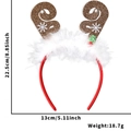 Christmas reindeer antler headband with white plush trim and brown glitter ornaments - Snowflake Antler Feather Style