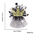 Gold glitter crown hair clip with black tulle and stars for 2026 graduation party - Gold Crown Style