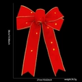 Red velvet Christmas bow with LED lights and gold trim, size 38cm by 27cm for decor - Red Velvet Gold Edge (Warm Light)