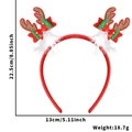 Christmas reindeer antler headband with red bow and white feathers, size 22.5x13cm - Double Elk Antler Bow Style