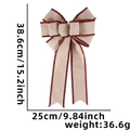 Large Christmas bow with red buffalo check edges for festive holiday tree decoration - Nine-loop Khaki with Plaid Edge