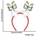 Christmas reindeer antler headband with green plaid bows and festive gold sequins - Eyelash Antler Plush Style