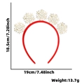 Red Christmas headband with wooden snowflakes, size 18.5x19cm, weight 13.7g - Snowflake Style