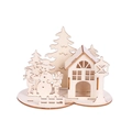 DIY wooden Christmas cabin puzzle with snowman and reindeer for desktop decor - Snowman Puzzle
