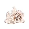 DIY laser-cut wooden Christmas tabletop ornament featuring elk and tree patterns - Nativity Scene Puzzle