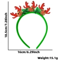 Christmas headband with red reindeer antlers, green fabric base and three cute dolls - Elk Style