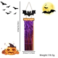 Insegna in legno Halloween Trick or Treat con frange laser arancioni e viola - Stile Pipistrello in Tinsel Arancione e Viola