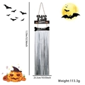 Targa di Halloween con tenda in frange argentate e grafiche di scheletri - Stile Scheletro Frangia Pioggia Nero Bianco